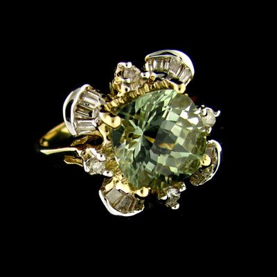 APP: 3.2k 14kt. Gold 4.78CT Green Beryl & Diamond Ring: 14 kt. Gold, 4.78CT Green Beryl and Diamond Ring - Thank you for viewing this Item. We hope that you are successful in your bidding. For over 30 years we have given the best possible customer service 