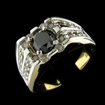 APP: 4.7k 14kt. Y/W Gold 1.40CT Rare Black Diamond Ring: 14 kt. Y/W Gold, 1.40CT Rare Black Diamond & Diamond Ring - Thank you for viewing this Item. We hope that you are successful in your bidding. For over 30 years we have given the best possible customer