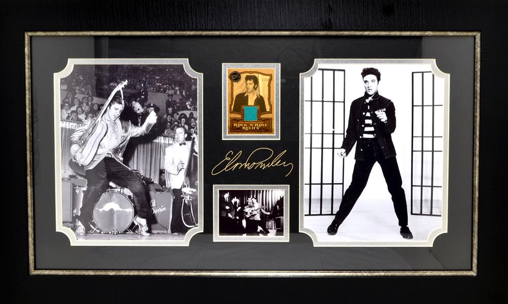 *Rare Elvis Presley with Authentic Swatch of Clothing: Gov. File: M-22480 *Rare Elvis Presley with Authentic Swatch of Clothing Museum Framed Collage - Plate Signed Asset Type: CollectableShipping: $39.95. Item may be pick up only, or require additional s