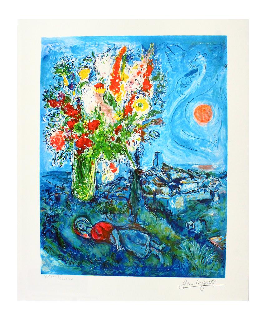 MARC CHAGALL Les Dormeuse Aux Fleurs, XXVIII of CCLXXV: Gov. File: P-10423 Marc Chagall MARC CHAGALL: Les Dormeuse Aux Fleurs 12 inches X 10 inches (Unframed)Shipping: $24.95