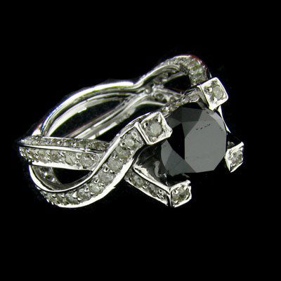 APP: $5.4k 14kt. W Gold 2.04CT Black Diamond Ring: 14 kt. White Gold, 2.04CT Rare Black Diamond and Diamond Ring - Thank you for viewing this Item. We hope that you are successful in your bidding. For over 30 years we have given the best possible cust