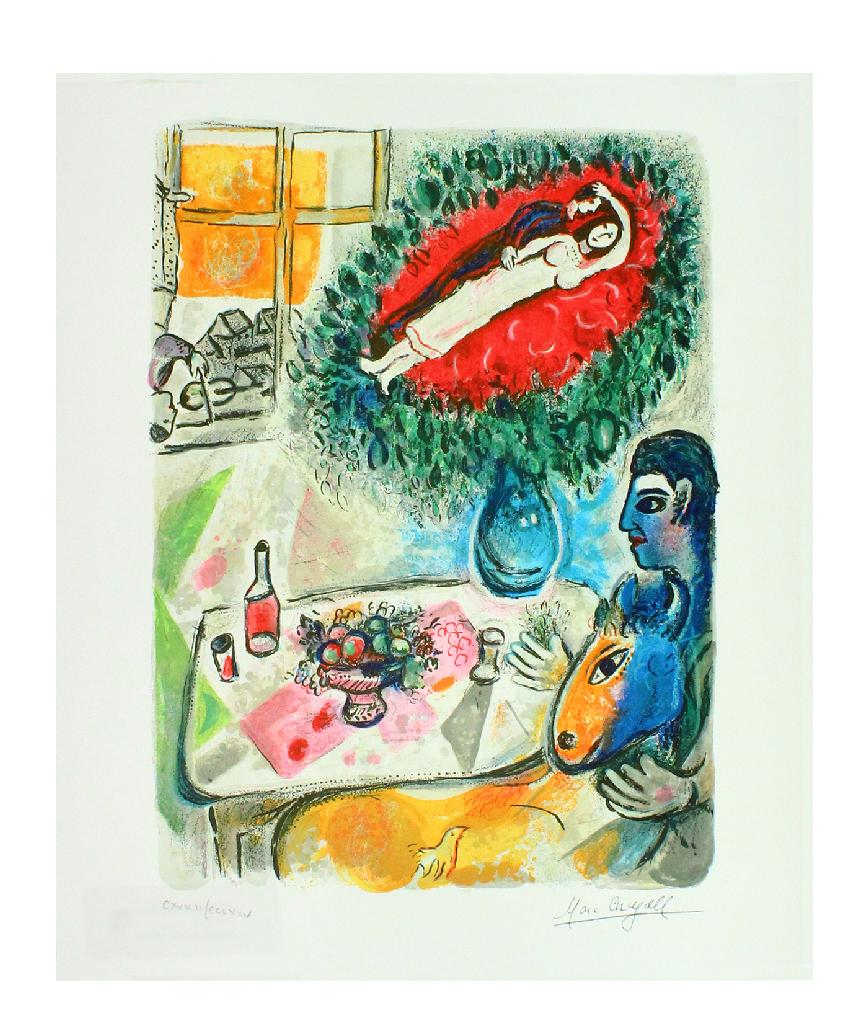 MARC CHAGALL Reverie, CXL of CCLXXV: Gov. File: P-10591 Marc Chagall MARC CHAGALL: Reverie 10 inches X 12 inches (Unframed)Shipping: $24.95