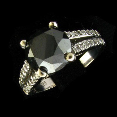 APP: $6.1k 14kt. White Gold 3.86CT Black Diamond Ring: 14 kt. White Gold, 3.86CT Rare Black Diamond and Diamond Ring - Thank you for viewing this Item. We hope that you are successful in your bidding. For over 30 years we have given the best possible cust