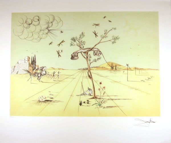 SALVADOR DALI Telephone Print, Limited Edition: SALVADOR DALI: Telephone Print - Thank you for viewing this Item. We hope that you are successful in your bidding. For over 30 years we have given the best possible customer service to our 1000's of r