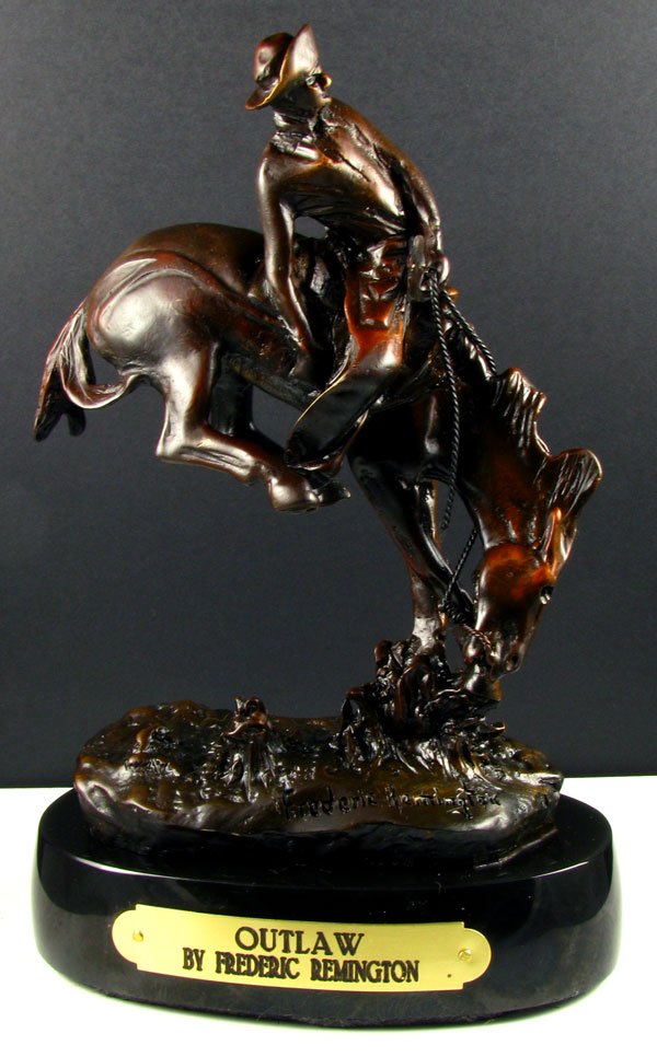 Frederic Remington Bronze Reissue - Outlaw: Frederic Remington Reproduction - Outlaw - Thank you for viewing this Item. We hope that you are successful in your bidding. For over 30 years we have given the best possible customer service to our 1