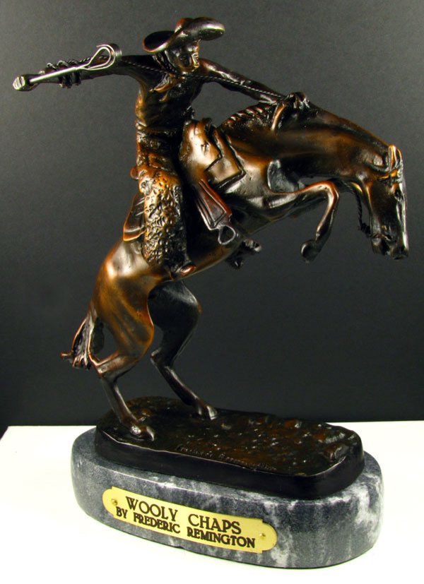Frederic Remington Bronze Reissue - Wooly Chaps: Frederic Remington Bronze Reproduction - Wooly Chaps - Thank you for viewing this Item. We hope that you are successful in your bidding. For over 30 years we have given the best possible customer serv