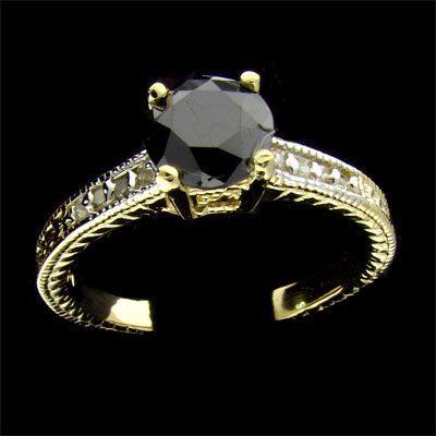 14 kt. Gold, 1.04CT Rare Black Diamond Ring: 14 kt. Gold, 1.04CT Rare Black Diamond and Diamond Ring - Thank you for viewing this Item. We hope that you are successful in your bidding. For over 30 years we have given the best possible customer s