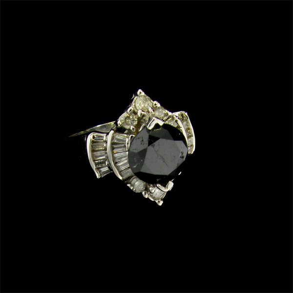 APP:6.8k 14kt White Gold 2.46CT Rare Black Diamond Ring: 14 kt. White Gold, 2.46CT Rare Black Diamond and Diamond Ring - Thank you for viewing this Item. We hope that you are successful in your bidding. For over 30 years we have given the best possible cust
