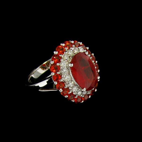 APP: 14k 18kt W Gold 2CT Orange Sapphire & Diamond Ring: 18 kt. White Gold, 2.38CT Orange Sapphire and Diamond Ring - Bid with outmost confidence from GAA. We have been in business for over 35 years, and pride ourselves on perfect customer service. For more