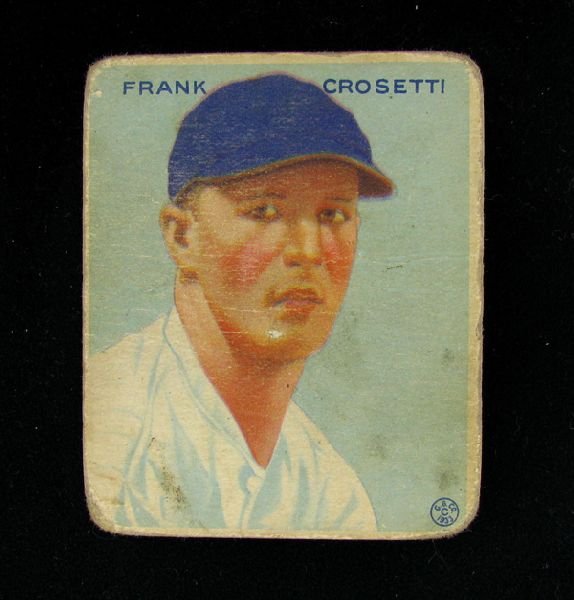 1933 F. Crosetti No.217 BP $50-$275 Goudy Baseball Card: 1933 Frank Crosetti No.217 BP $50-$275 Goudy Base Ball Card - Thank you for viewing this Item. We hope that you are successful in your bidding. For over 30 years we have given the best possible custom