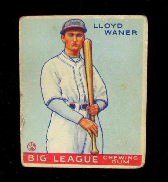 1933 LLoyd Waner No.164 BP $75-$450 Goudy Baseball Card: 1933 LLoyd Waner No.164 BP $75-$450 Goudy Base Ball Card - Thank you for viewing this Item. We hope that you are successful in your bidding. For over 30 years we have given the best possible customer 