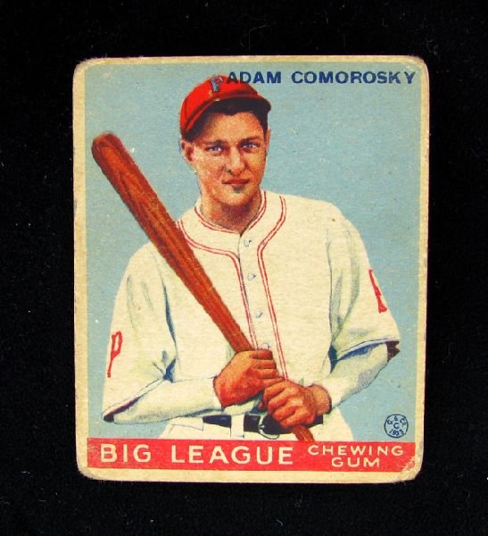 1933 A Comorosky No.77 BP $30-$165 Goudy Baseball Card: 1933 Adam Comorosky No.77 BP $30-$165 Goudy Base Ball Card - Bid with utmost confidence from GAA. We have been in business for over 35 years, and pride ourselves on perfect customer service. For more 