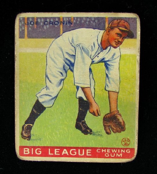 1933 Joe Cronin No.189 BP $75-$425 Goudy Baseball Card: 1933 Joe Cronin No.189 BP $75-$425 Goudy Base Ball Card - Bid with utmost confidence from GAA. We have been in business for over 35 years, and pride ourselves on perfect customer service. For more inf
