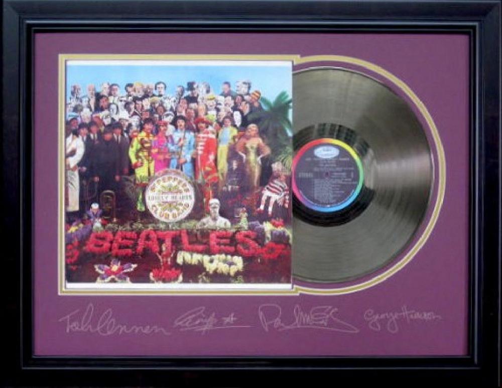 *Rare The Beatles Sergeant Pepper Vinyl Record Museum: Gov. File: M-19108 *Rare The Beatles Sergeant Pepper Vinyl Record Museum Framed Collage - Plate Signed Asset Type: CollectableShipping: $39.95. Item may be pick up only, or require additional shipping