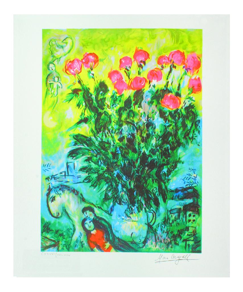 MARC CHAGALL Les Roses, CXXV of CCLXXV: Gov. File: P-10267 Marc Chagall MARC CHAGALL: Les Roses 10 inches X 12 inches (Unframed)Shipping: $24.95