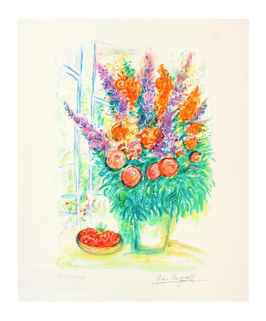 MARC CHAGALL Bouquet with Bowl of Cherries, LXI of: Gov. File: P-10467 Marc Chagall MARC CHAGALL: Bouquet with Bowl of Cherries 10 inches X 12 inches (Unframed)Shipping: $24.95