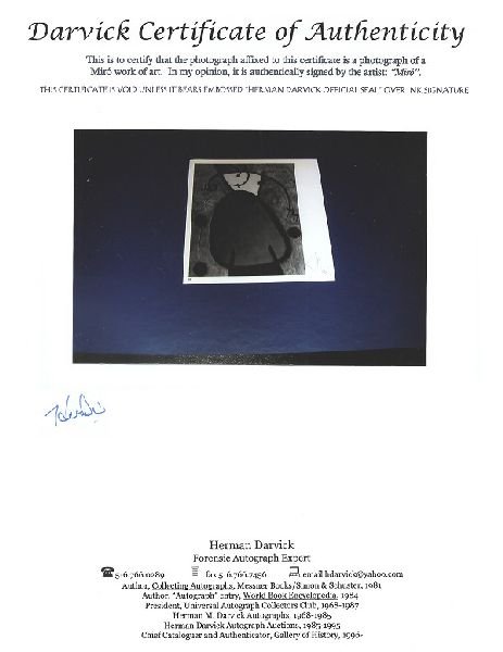 JOAN MIRO Hand Signed Book Photo: Miro, Hand Signed Book Photo - Bid with utmost confidence from GAA. We have been in business for over 35 years, and pride ourselves on perfect customer service. For more information on this item, plea