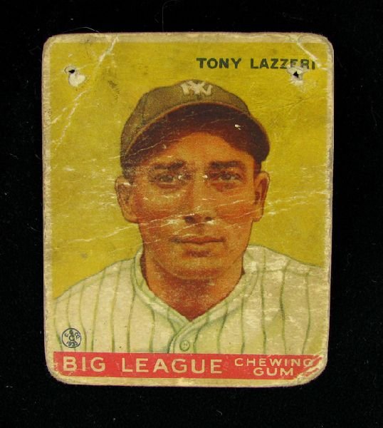1933 Tony Lazzeri #31 BP $225-$1250 Goudy Baseball Card: 1933 Tony Lazzeri No.31 BP $225-$1250 Goudy Base Ball Card - Bid with utmost confidence from GAA. We have been in business for over 35 years, and pride ourselves on perfect customer service. For more 