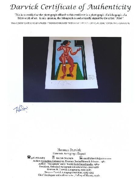 JOAN MIRO Hand Signed Book Photo - Standing Nude: Miro, Hand Signed Book Photo - Standing Nude - Bid with utmost confidence from GAA. We have been in business for over 35 years, and pride ourselves on perfect customer service. For more informat
