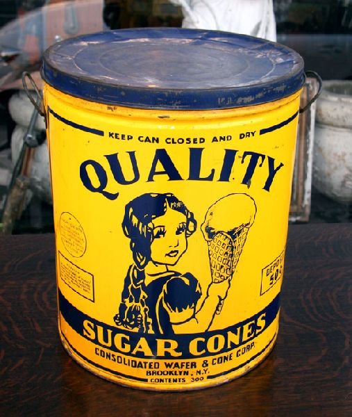 Antique Quality Sugar Cones Can-Original 1915: Antique Original Quality Sugar Cones Can 1915 - Thank you for viewing this Item. We hope that you are successful in your bidding. For over 30 years we have given the best possible customer service to 