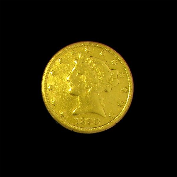 1898-S U.S. $5 Liberty Head Gold Coin - Investment: 1898-S U.S. $5 Liberty Head Gold Coin - Bid with utmost confidence from GAA. We have been in business for over 35 years, and pride ourselves on perfect customer service. For more informat