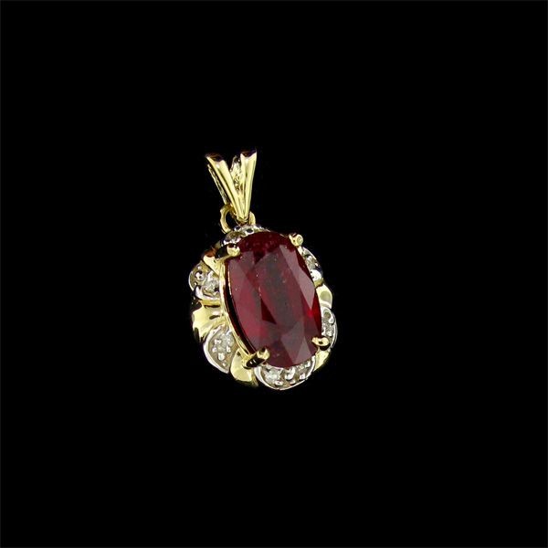 APP: 9.8k 14 kt. Gold, 4.98CT Ruby & Diamond Pendant: 14 kt. Gold, 4.98CT Ruby and Diamond Pendant - Appraisal Value: $9.8K - Bid with utmost confidence from GAA. We have been in business for over 35 years, and pride ourselves on perfect customer service