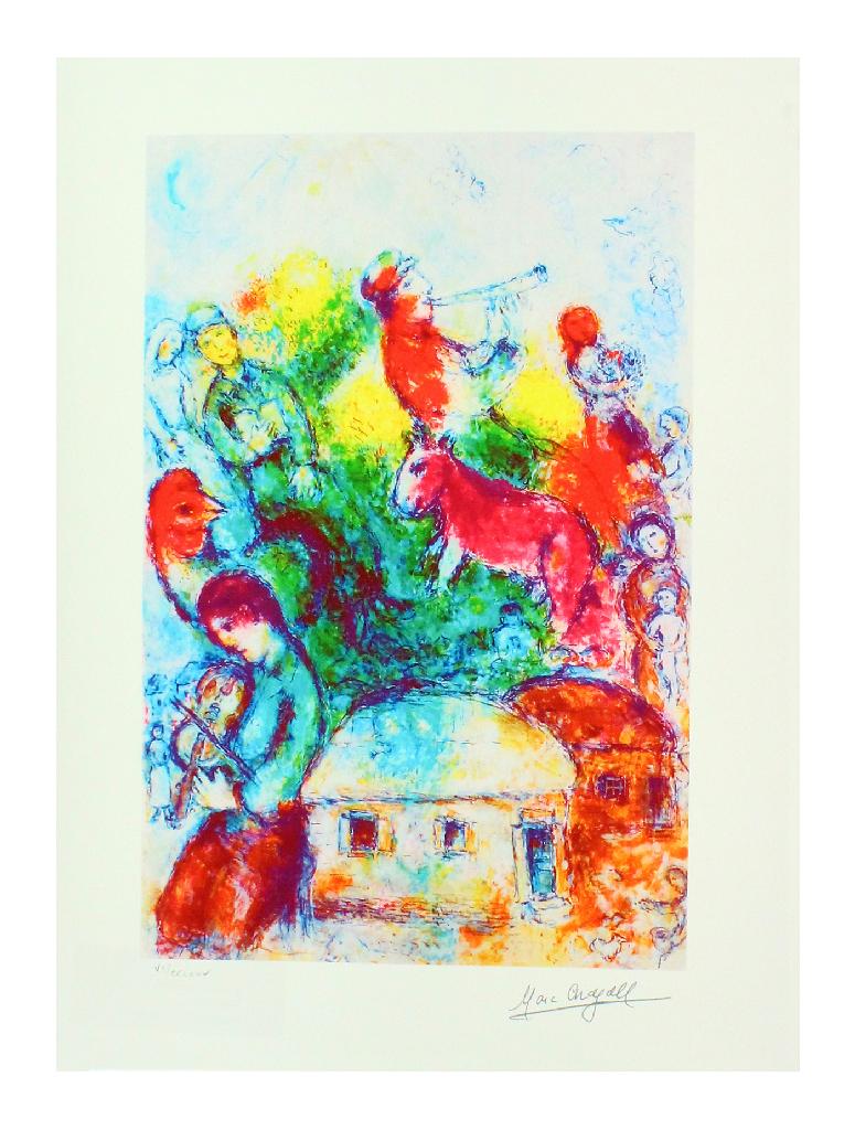 MARC CHAGALL Shofar, XVIII of CCLXXV: Gov. File: P-10419 Marc Chagall MARC CHAGALL: Shofar 12 inches X 9 inches (Unframed)Shipping: $24.95