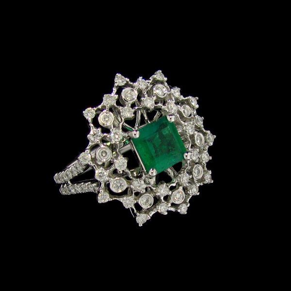 APP: 8.7k 18kt White Gold 0.73CT Emerald & Diamond Ring: 18 kt. White Gold, 0.73CT Emerald and Diamond Ring signed M. Christoff - Appraisal Value: $8.6K - Bid with utmost confidence from GAA. We have been in business for over 35 years, and pride ourselves o