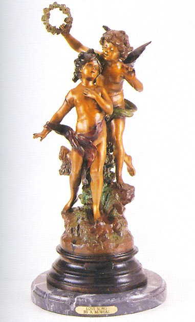 Reissue "Love Song" Bronze by A. Moreau: Reissue Love Song Bronze by A. Moreau - 27 inches High x 11 inches Long - Thank you for viewing this Item. We hope that you are successful in your bidding. For over 30 years we have given the best pos