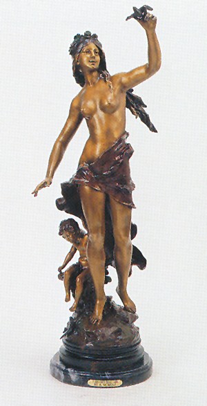 Reissue "Turbaned Bird Girl" Bronze by A. Moreau: Reissue Turbaned Bird Girl Bronze by A. Moreau - 37 inches High x 11 inches Long - Thank you for viewing this Item. We hope that you are successful in your bidding. For over 30 years we have given the