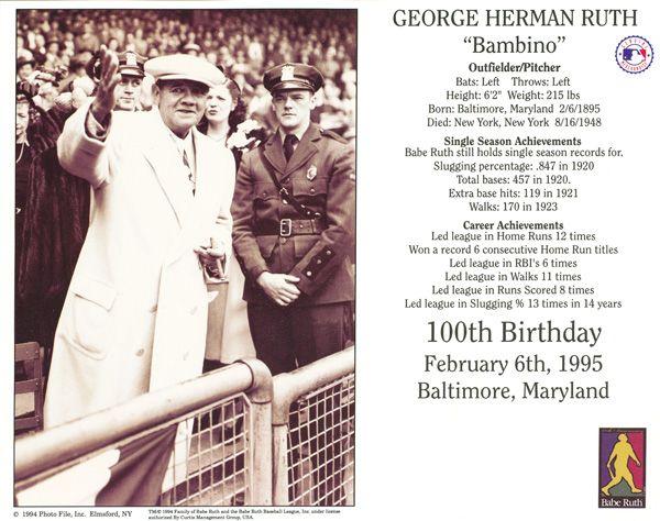Babe Ruth - 100th Birthday Photograph: Babe Ruth - 100th Birthday Photograph - Bid with utmost confidence from GovernmentAuction.com. We have been in business for over 35 years, and pride ourselves on perfect customer service.