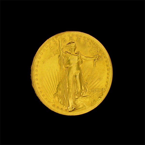 MCMVII $20US HighRelief FlatRim Saint-Gaudens Gold Coin: MCMVII $20 U.S. High Relief Flat Rim Saint-Gaudens Gold Coin - Bid with utmost confidence from GovernmentAuction.com. We have been in business for over 35 years, and pride ourselves on perfect custome