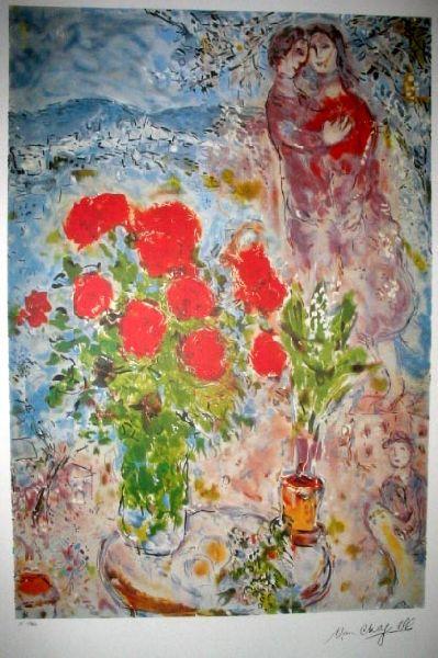 MARC CHAGALL Red Bouquet with Lovers Print, Limited Edi: MARC CHAGALL: Red Bouquet with Lovers Print - Bid with utmost confidence from GovernmentAuction.com. We have been in business for over 35 years, and pride ourselves on perfect customer service.