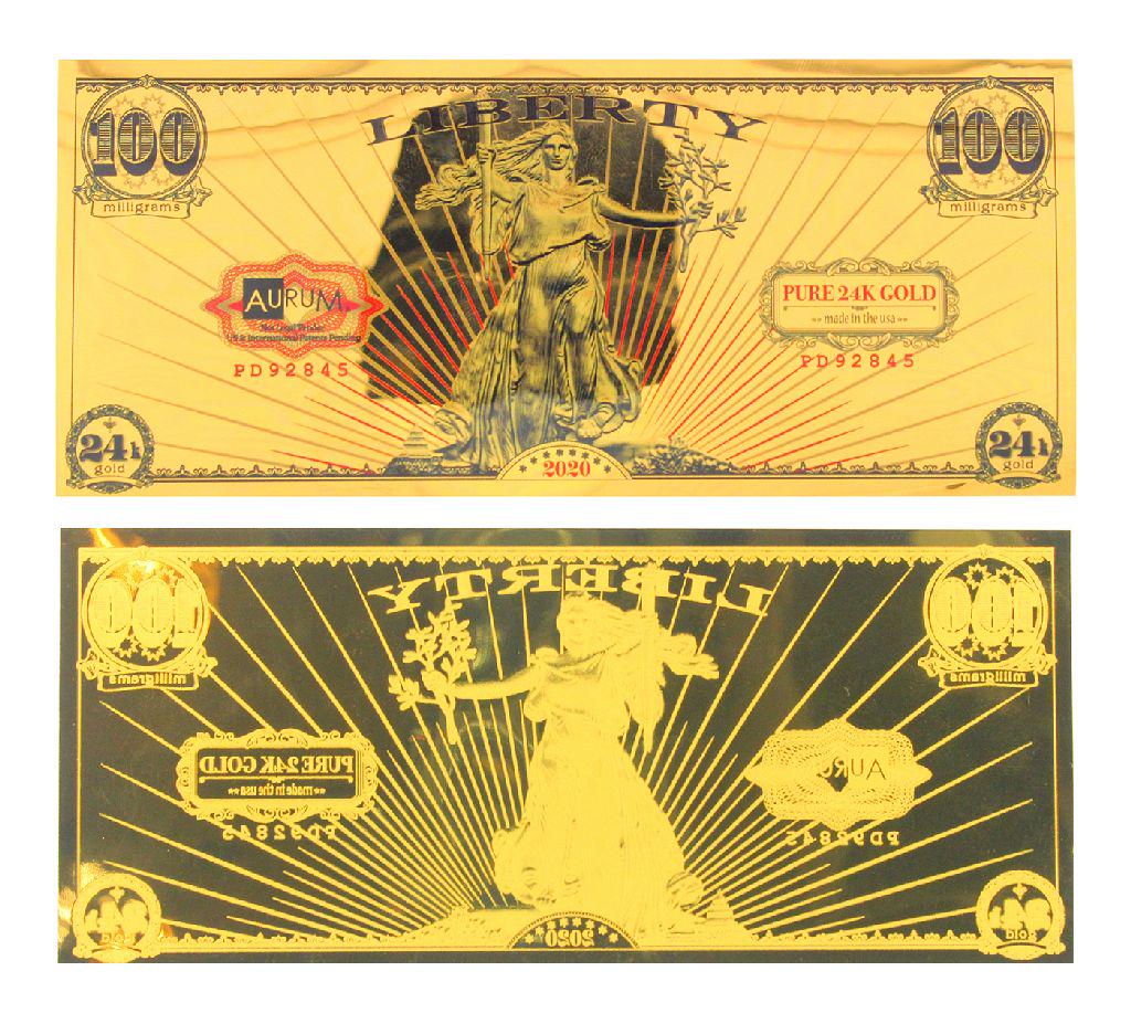 2020 1/10 Gram Aurum Liberty Excellent 24K Gold Note -: Gov. File: C-81894 2020 1/10 Gram Aurum Liberty Excellent 24K Gold Note - Great Investment - Asset Type: Paper Money Shipping: $9.95