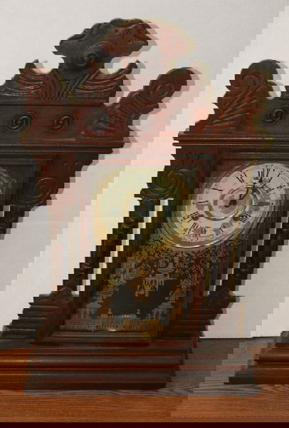 Early Gingerbread Kitchen Antique Clock 1920's: Early Gingerbread Kitchen Antique Clock 1920's-Thank you for viewing this Item. We hope that you are successful in your bidding. For over 30 years we have given the best possible cu