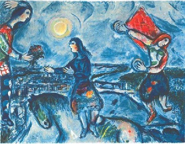 MARC CHAGALL Lovers Over Paris Print, Limited Edition: MARC CHAGALL: Lovers Over Paris Print - Bid with utmost confidence from GovernmentAuction.com. We have been in business for over 35 years, and pride ourselves on perfect customer service.