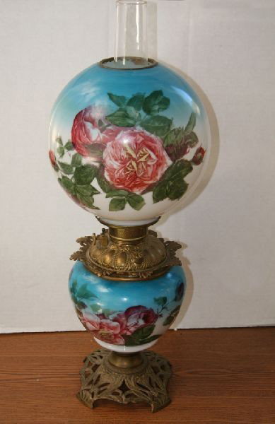 Early Hand painted Gone with the Wind Style Lamp: Early Hand painted Gone with the Wind Style Lamp-Thank you for viewing this Item. We hope that you are successful in your bidding. For over 30 years we have given the best possible