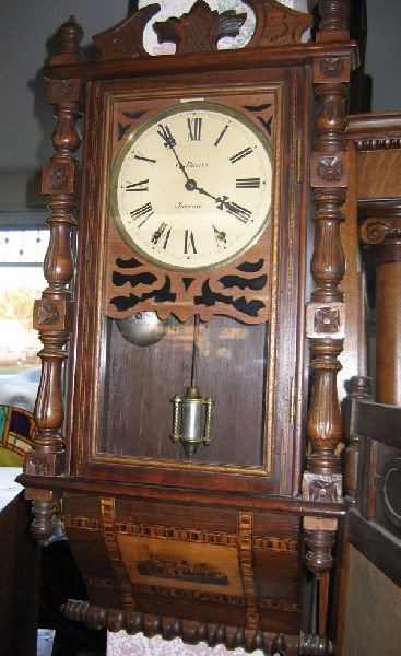 Walnut Inlaid Wall Mount Clock-Sessions: Walnut Inlaid Wall Mount Clock-Sessions- Thank you for viewing this Item. We hope that you are successful in your bidding. For over 30 years we have given the best