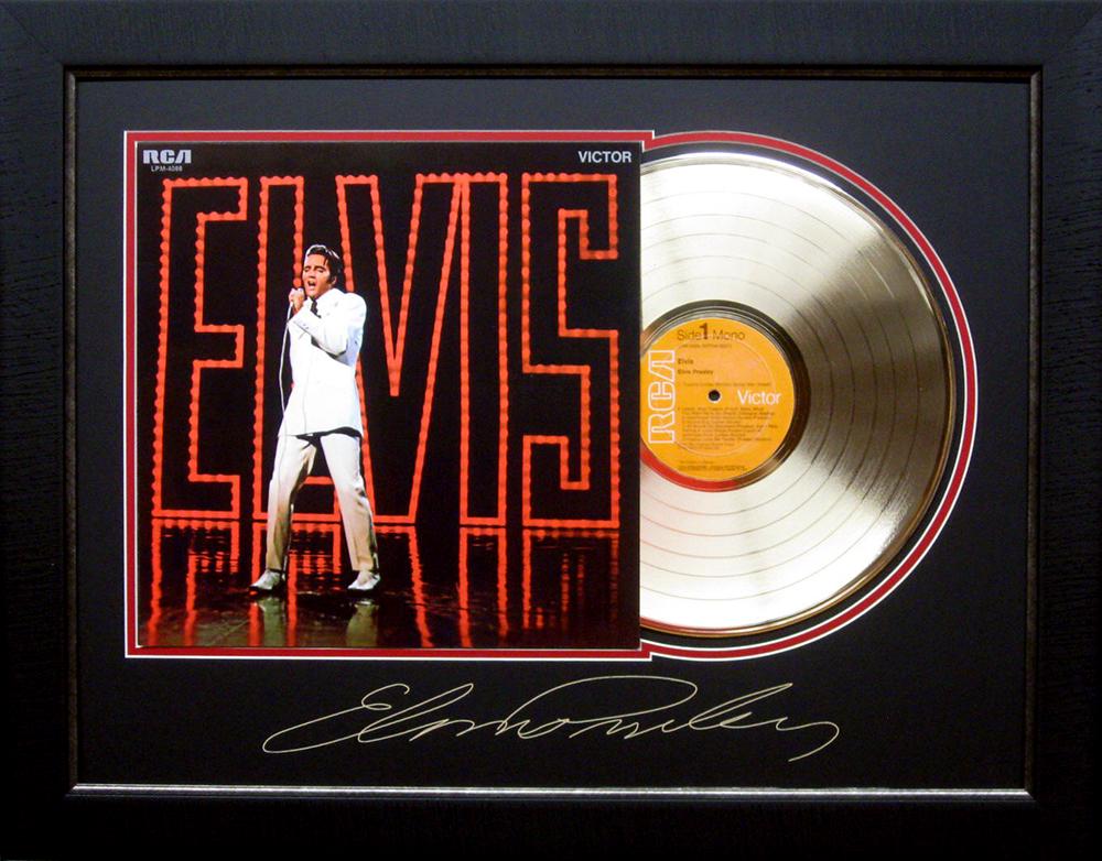 *Rare Elvis Presley NBC TV Special Album Cover and Gold: Gov. File: M-23147 *Rare Elvis Presley NBC TV Special Album Cover and Gold Record Museum Framed Collage - Plate Signed Asset Type: CollectableShipping: $39.95. Item may be pick up only, or require add