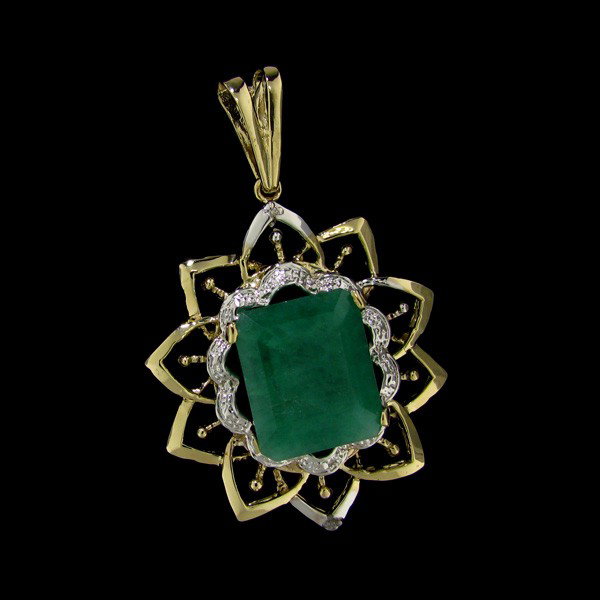 APP: 25k 16.21CT 14 kt. Gold, Emerald & Diamond Pendant: 16.21CT 14 kt. Gold, Emerald and Diamond Pendant - Appraisal Value: $25.4K - Bid with utmost confidence from GovernmentAuction.com. We have been in business for over 35 years, and pride ourselves on p