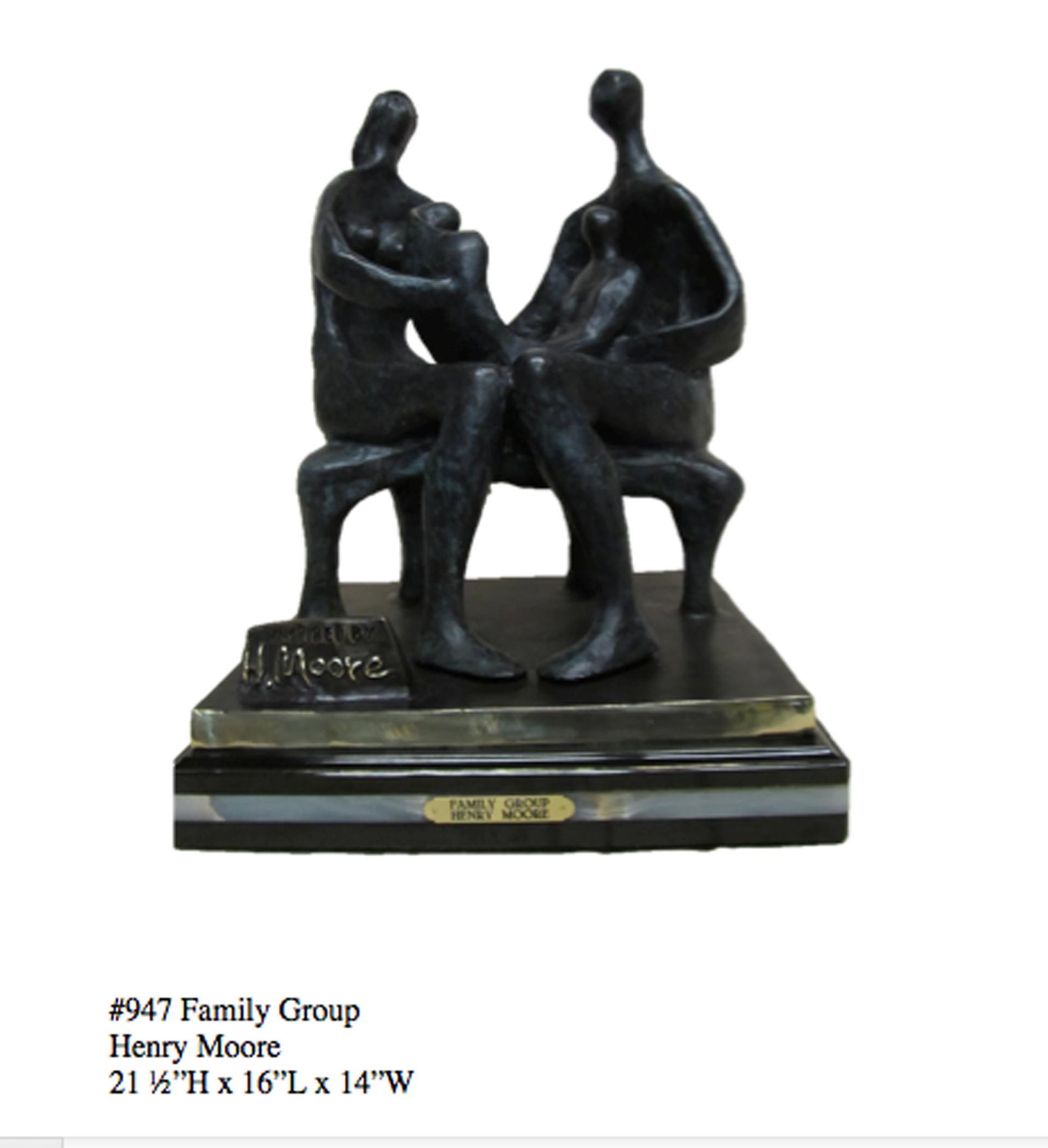 *Rare Limited Edition Numbered Bronze Henry Moore: Gov. File: M-15815 *Rare Limited Edition Numbered Bronze Henry Moore ''''Family Group'''' '''' 21.5'''' H x 16'''' L x 14'''' W -Great Investment- Asset Type: CollectableShipping: $39.95. Item may be
