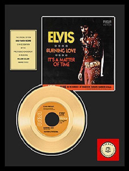 ELVIS PRESLEY "Burning Love" Gold Record: ELVIS PRESLEY "Burning Love" - Bid with utmost confidence from GovernmentAuction.com. We have been in business for over 35 years, and pride ourselves on perfect customer service.