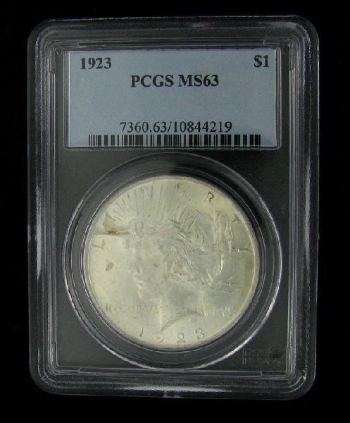 1923 Peace Silver Dollar Coin - Investment: 1923 Peace Silver Dollar Coin - Bid with utmost confidence from GovernmentAuction.com. We have been in business for over 35 years, and pride ourselves on perfect customer service.