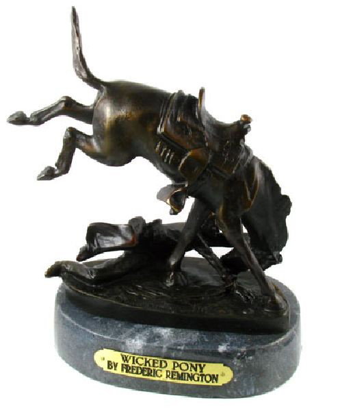 Frederic Remington Baby Bronze Reissue - Wicked Pony: Frederic Remington Baby Bronze Reissue - Wicked Pony - Bid with utmost confidence from GovernmentAuction.com. We have been in business for over 35 years, and pride ourselves on perfect customer servic