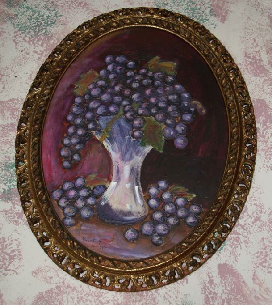 Robert De La Vega -Oil on Canvas-Grapes: Robert De La Vega -Oil on Canvas-Grapes-Thank you for viewing this Item. We hope that you are successful in your bidding. For over 30 years we have given the best possible customer service to our 1000