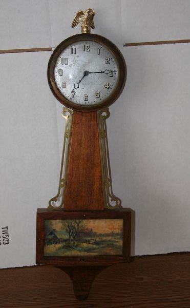 Early American Banjo Clock: Early American Banjo Clock- Thank you for viewing this Item. We hope that you are successful in your bidding. For over 30 years we have given the best possible customer service to our 100