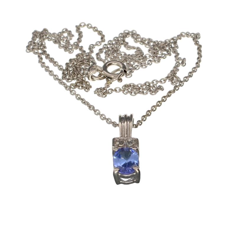 APP: 0.8k Fine Jewelry 0.71CT Tanzanite And White Sapphire Sterling Silver Pendant With 18'' Chain: Gov. File: H-21157 Fine Jewelry 0.71CT Tanzanite And White Sapphire Sterling Silver Pendant With 18'' Chain Retail Replacement Value: $0.8K Asset Type: Sterling Silver Pendant Shipping: $19.95
