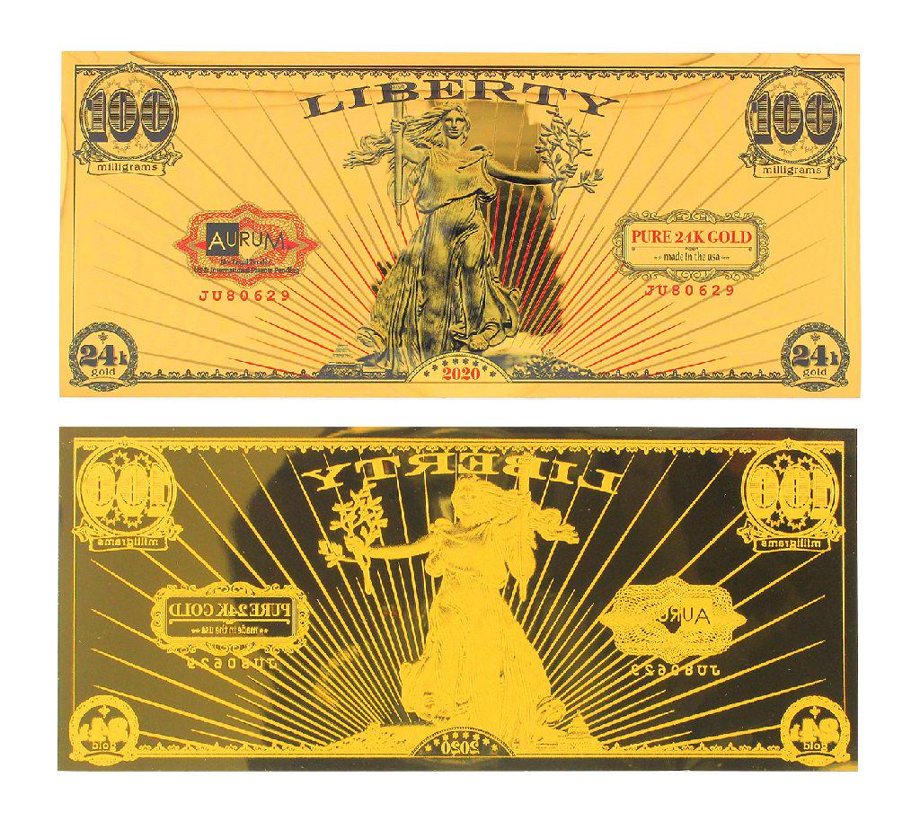 2020 1/10 Gram Aurum Liberty Excellent 24K Gold Note - Great Investment -: Gov. File: C-81898 2020 1/10 Gram Aurum Liberty Excellent 24K Gold Note - Great Investment - Asset Type: Paper Money Shipping: $9.95