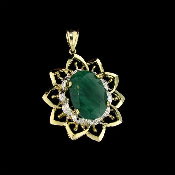 APP: 25k 14 kt. Gold, 13.40CT Emerald & Diamond Pendant: 14 kt. Gold, 13.40CT Emerald and Diamond Pendant - Appraisal Value: $25.6K - Bid with utmost confidence from GovernmentAuction.com. We have been in business for over 35 years, and pride ourselves on p