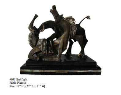 *Rare Limited Edition Numbered Bronze Picasso ''''Bullfight'''' 19'''' H x 22'''' L x 11'''' W: Gov. File: M-15514 *Rare Limited Edition Numbered Bronze Picasso ''''Bullfight'''' 19'''' H x 22'''' L x 11'''' W -Great Investment- Asset Type: Bronze Shipping: $39.95. Item may be pick up only,